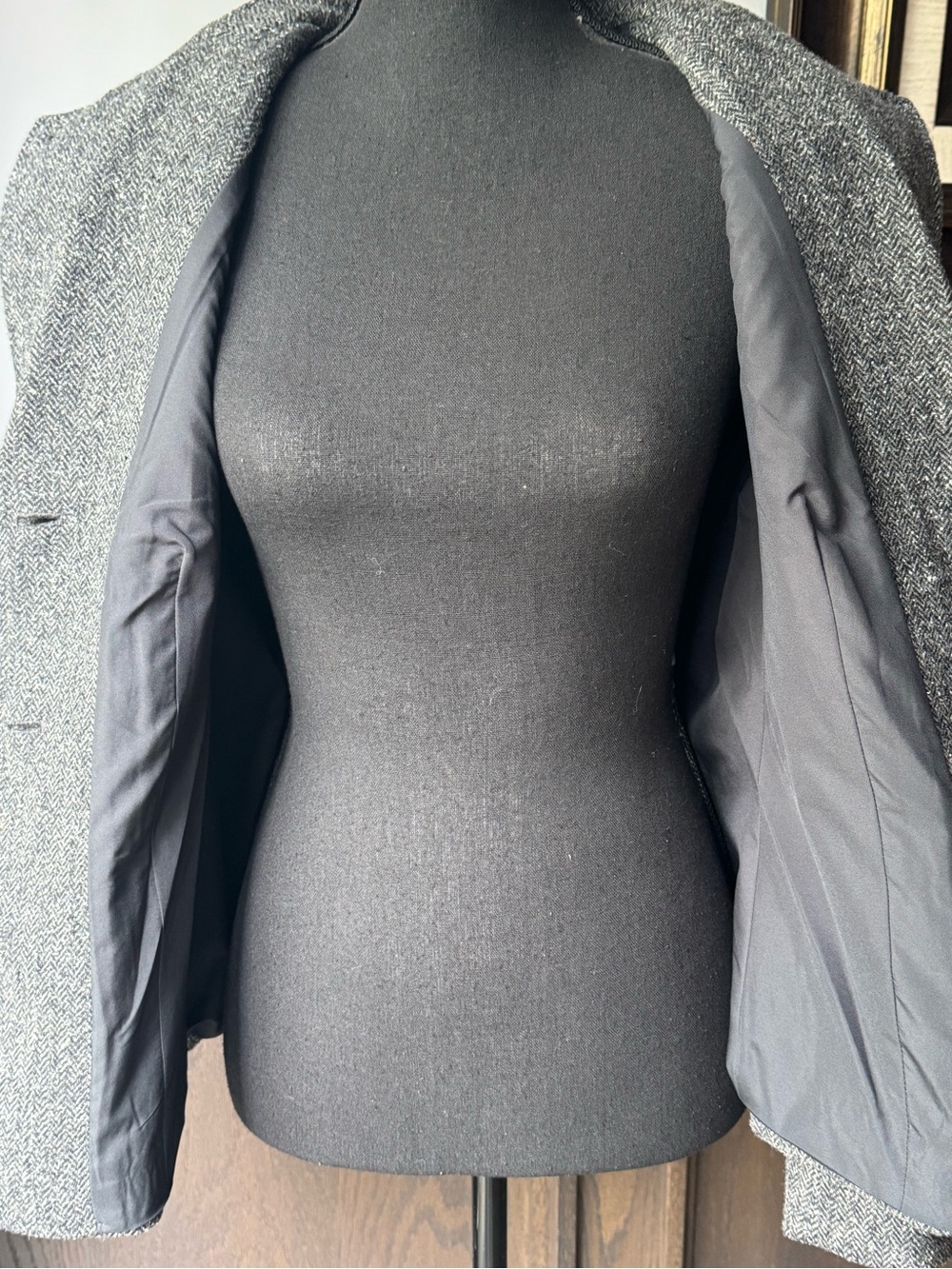 LL Bean Vintage Wool Silk Herringbone Blazer led petite - Picture 8 of 9